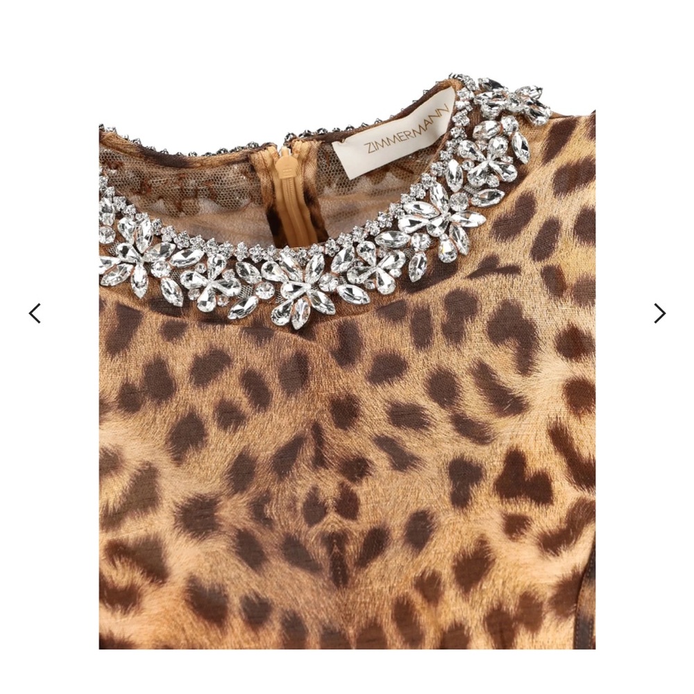 Zimmermann Brown Leopard Print Mini Dress - Picture 5 of 14